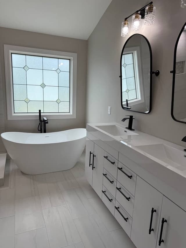 luxury bathroom remodel with custom tub and countertops in minneapolis minnesota by midwestbathandshower 