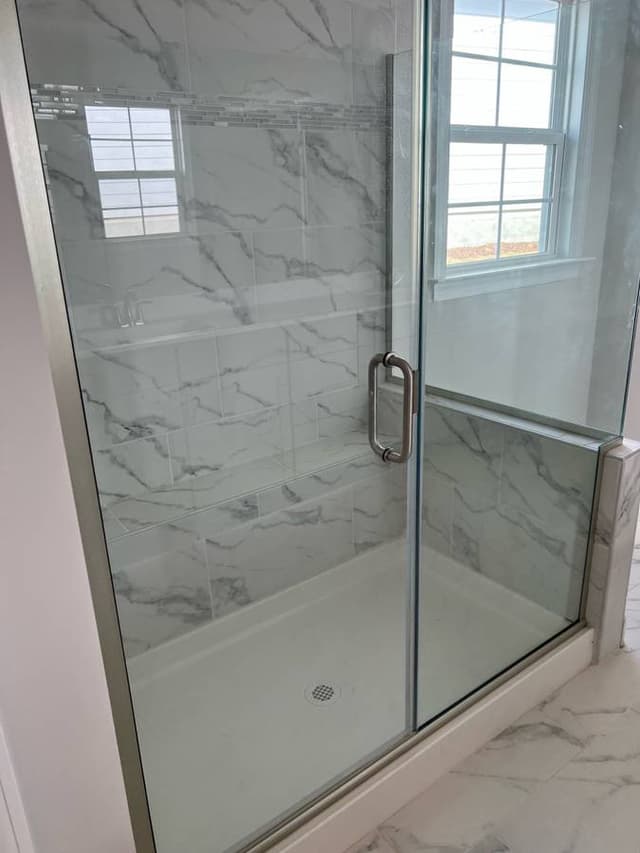 newly installed walk in shower for a budget home in minneapolis minnesota 